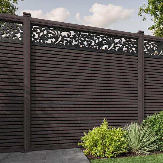 Hudson Eden Fence Panel - Mid Brown - with our composite posts
