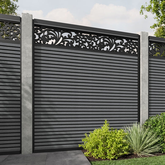 Hudson Eden Fence Panel - Mid Grey - for existing concrete posts