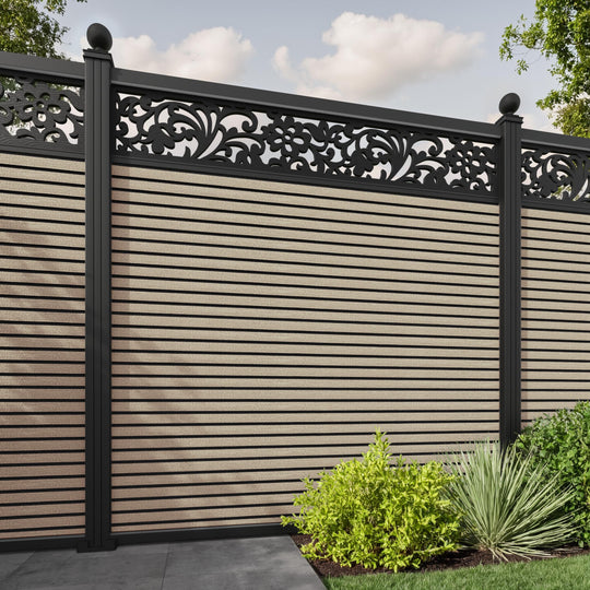 Hudson Eden Fence Panel - Light Oak - with our aluminium posts
