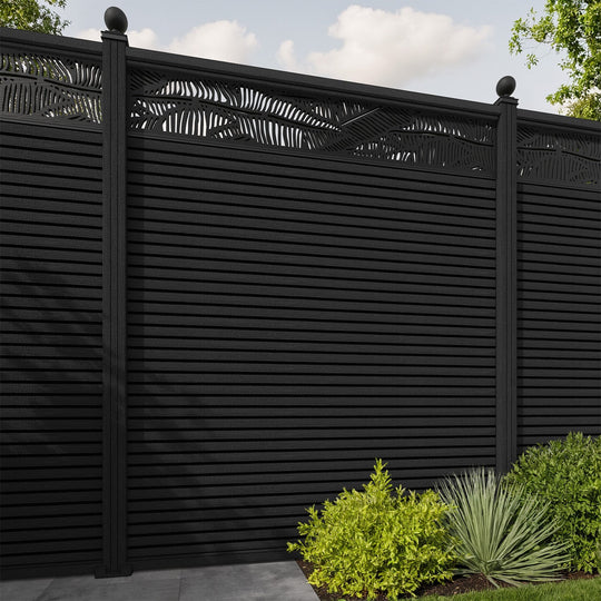 Hudson Feather Fence Panel - Black - with our composite posts