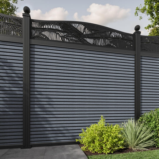 Hudson Feather Curved Top Fence Panel - Anthracite - with our aluminium posts