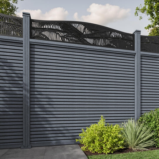 Hudson Feather Curved Top Fence Panel - Anthracite - with our composite posts