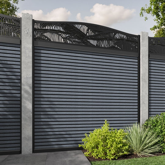 Hudson Feather Curved Top Fence Panel - Anthracite - for existing concrete posts