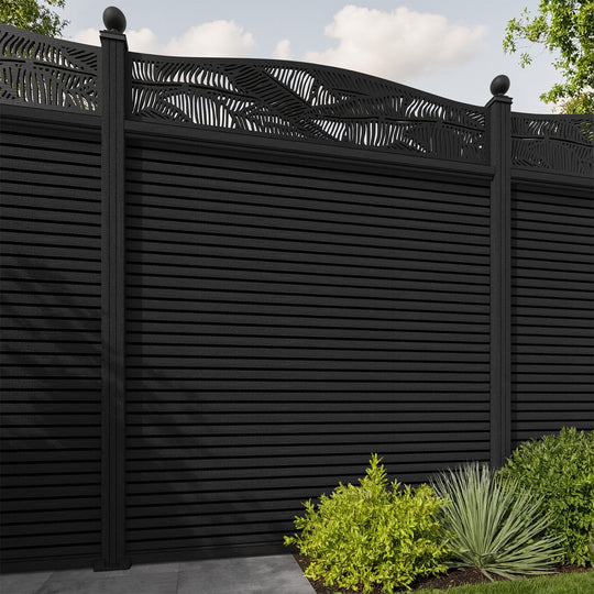 Hudson Feather Curved Top Fence Panel - Black - with our composite posts