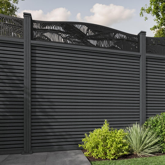 Hudson Feather Curved Top Fence Panel - Dark Grey - with our composite posts