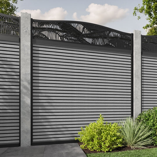 Hudson Feather Curved Top Fence Panel - Light Grey - for existing concrete posts