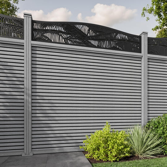 Hudson Feather Curved Top Fence Panel - Light Grey - with our composite posts