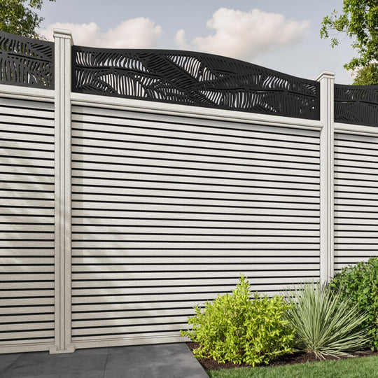 Hudson Feather Curved Top Fence Panel - Light Stone - with our composite posts