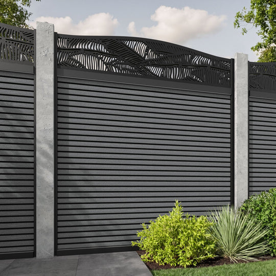 Hudson Feather Curved Top Fence Panel - Mid Grey - for existing concrete posts