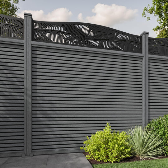 Hudson Feather Curved Top Fence Panel - Mid Grey - with our composite posts