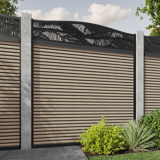 Hudson Feather Curved Top Fence Panel - Light Oak - for existing concrete posts