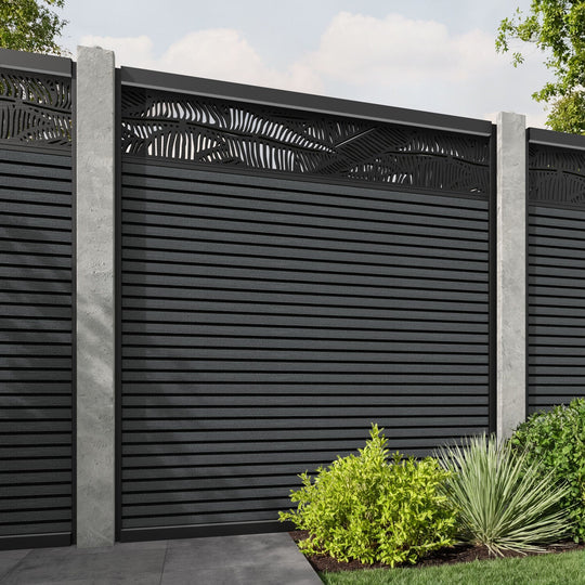 Hudson Feather Fence Panel - Dark Grey - for existing concrete posts