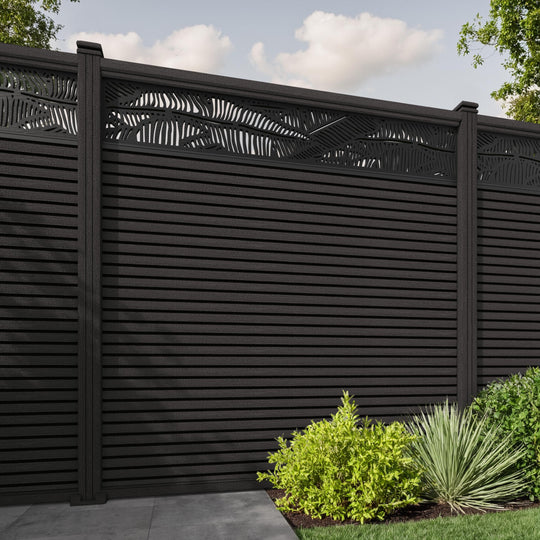 Hudson Feather Fence Panel - Dark Oak - with our composite posts