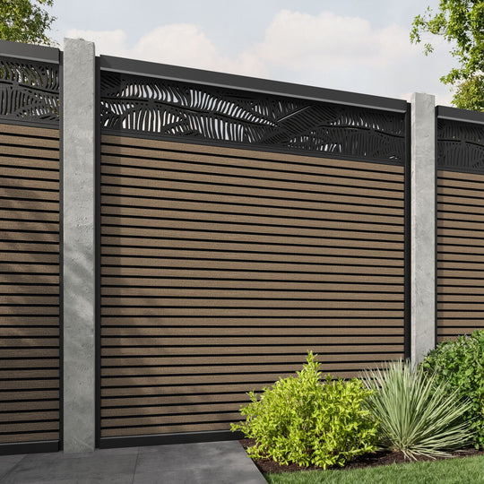 Hudson Feather Fence Panel - Teak - for existing concrete posts