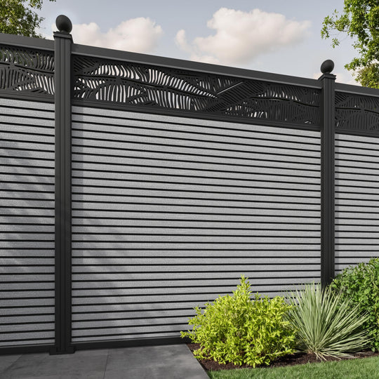 Hudson Feather Fence Panel - Light Grey - with our aluminium posts