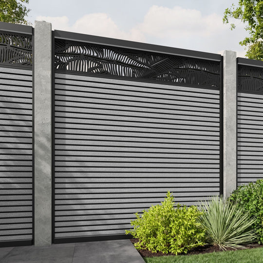 Hudson Feather Fence Panel - Light Grey - for existing concrete posts