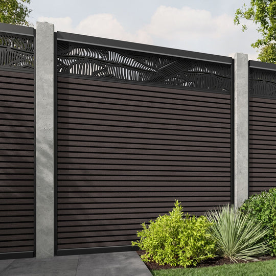 Hudson Feather Fence Panel - Mid Brown - for existing concrete posts