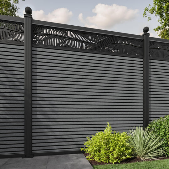 Hudson Feather Fence Panel - Mid Grey - with our aluminium posts