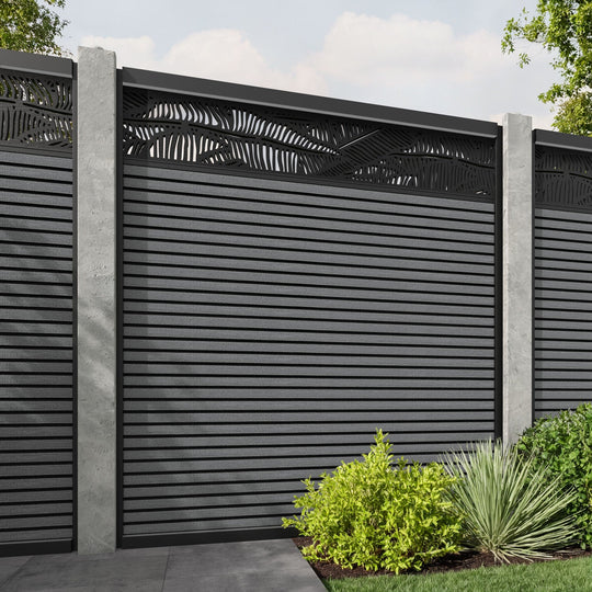 Hudson Feather Fence Panel - Mid Grey - for existing concrete posts
