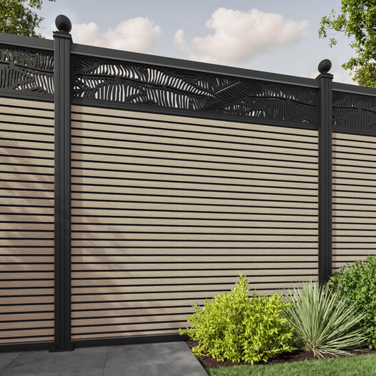 Hudson Feather Fence Panel - Light Oak - with our aluminium posts