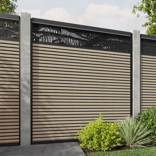 Hudson Feather Fence Panel - Light Oak - for existing concrete posts