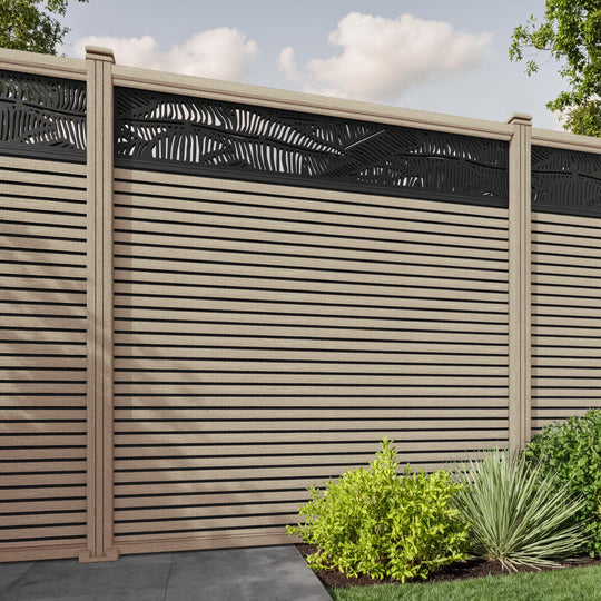 Hudson Feather Fence Panel - Light Oak - with our composite posts