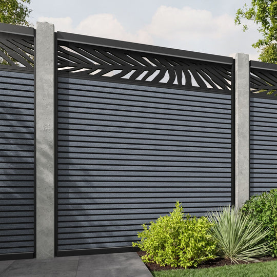 Hudson Palm Fence Panel - Anthracite - for existing concrete posts