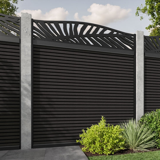 Hudson Palm Curved Top Fence Panel - Dark Oak - for existing concrete posts