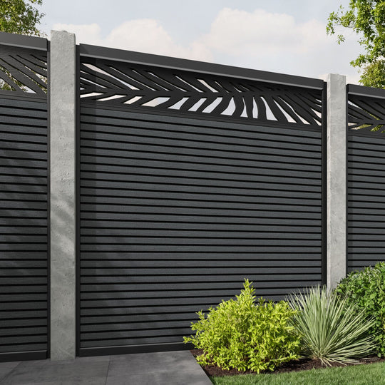 Hudson Palm Fence Panel - Dark Grey - for existing concrete posts