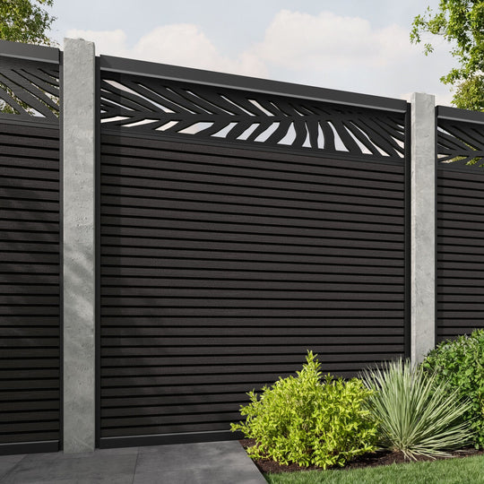 Hudson Palm Fence Panel - Dark Oak - for existing concrete posts