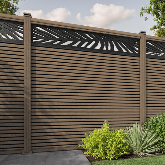 Hudson Palm Fence Panel - Teak - with our composite posts