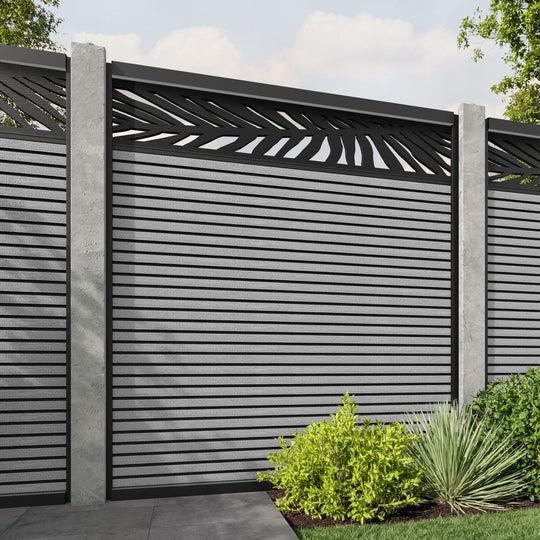 Hudson Palm Fence Panel - Light Grey - for existing concrete posts