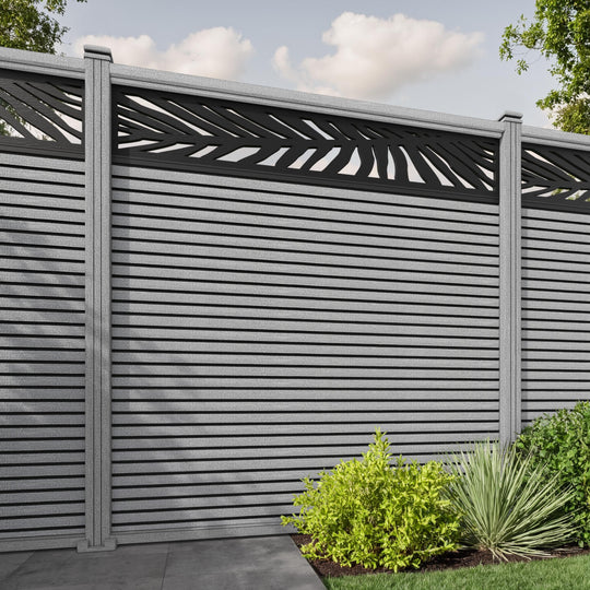 Hudson Palm Fence Panel - Light Grey - with our composite posts