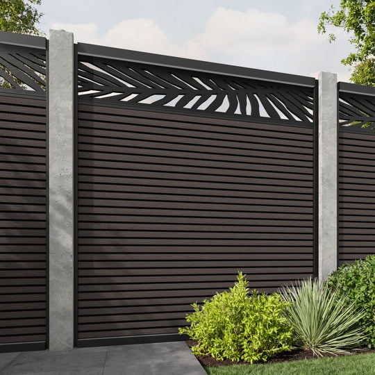 Hudson Palm Fence Panel - Mid Brown - for existing concrete posts