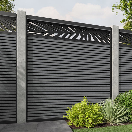 Hudson Palm Fence Panel - Mid Grey - for existing concrete posts