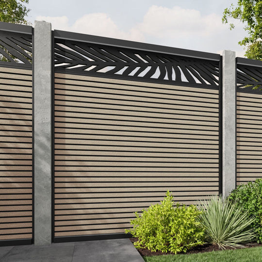 Hudson Palm Fence Panel - Light Oak - for existing concrete posts