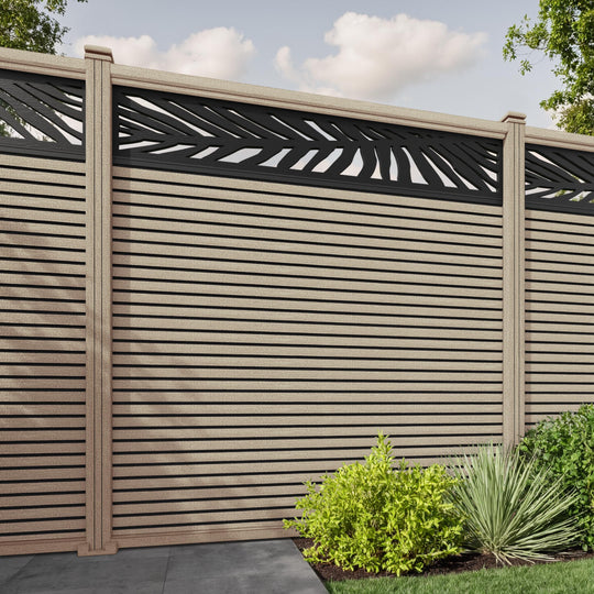 Hudson Palm Fence Panel - Light Oak - with our composite posts