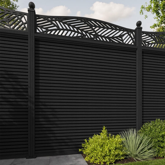 Hudson Habitat Curved Top Fence Panel - Black - with our composite posts