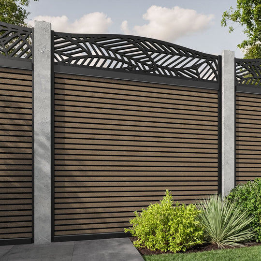 Hudson Habitat Curved Top Fence Panel - Teak  - for existing concrete posts