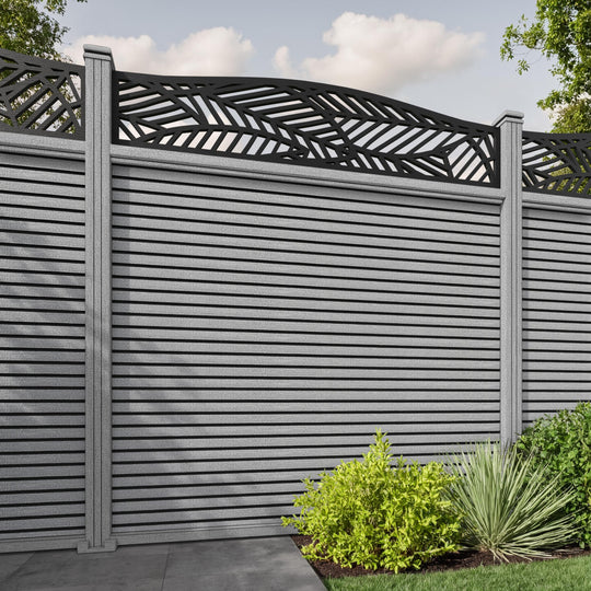 Hudson Habitat Curved Top Fence Panel - Light Grey - with our composite posts