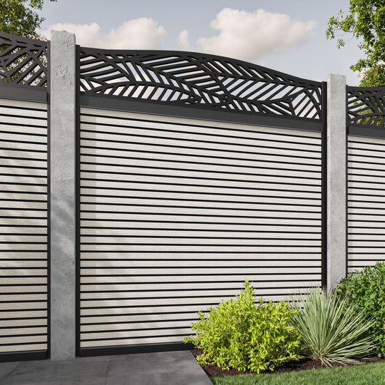 Hudson Habitat Curved Top Fence Panel - Light Stone - for existing concrete posts
