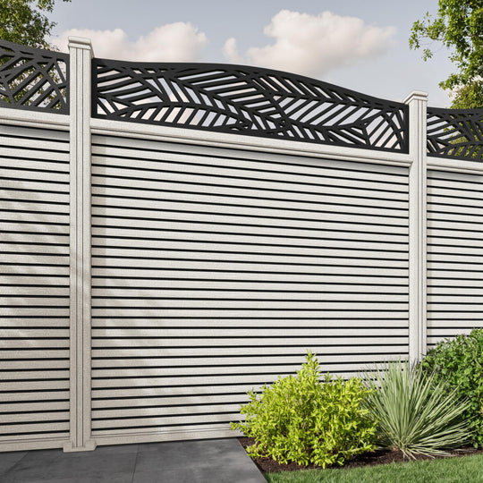 Hudson Habitat Curved Top Fence Panel - Light Stone - with our composite posts