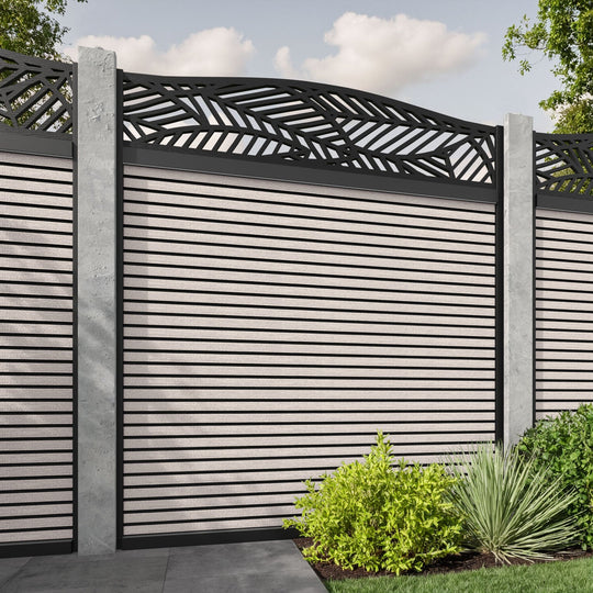 Hudson Habitat Curved Top Fence Panel - Mid Stone - for existing concrete posts