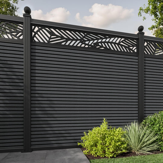 Hudson Habitat Fence Panel - Dark Grey - with our aluminium posts