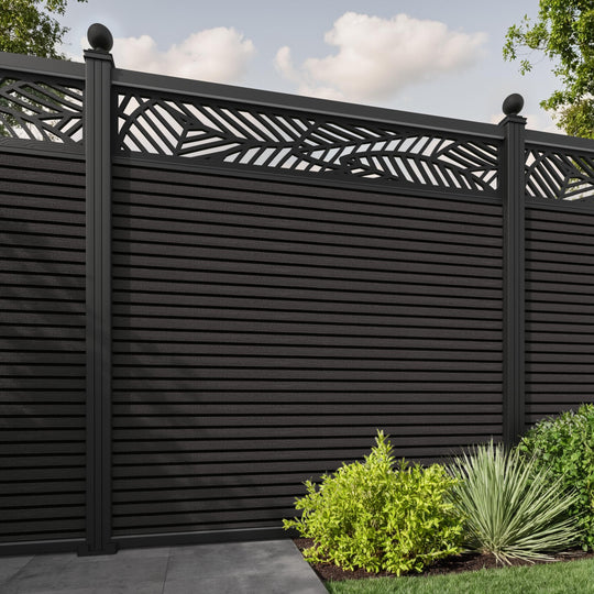 Hudson Habitat Fence Panel - Dark Oak - with our aluminium posts