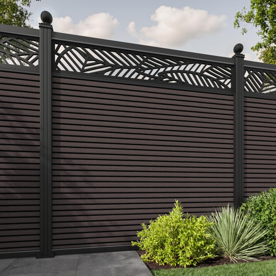 Hudson Habitat Fence Panel - Mid Brown - with our aluminium posts