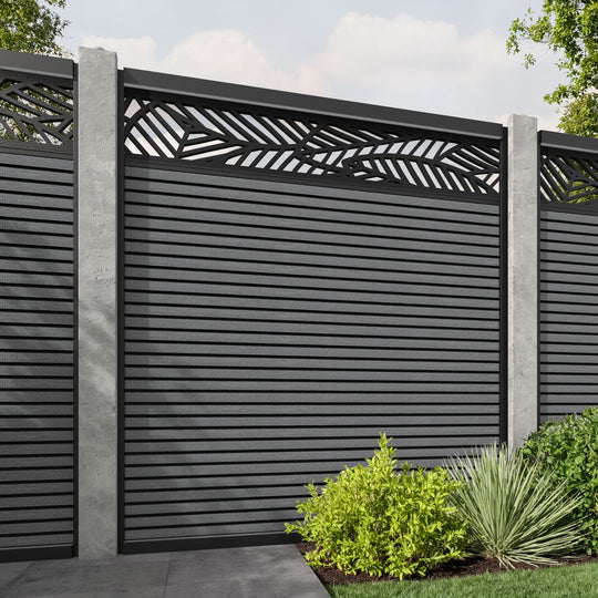 Hudson Habitat Fence Panel - Mid Grey - for existing concrete posts