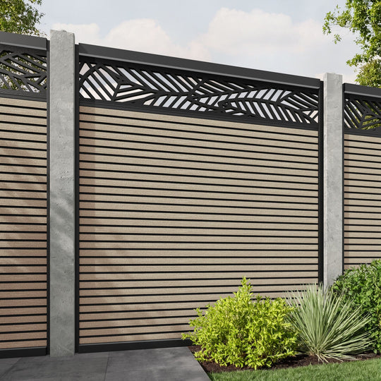 Hudson Habitat Fence Panel - Light Oak - for existing concrete posts