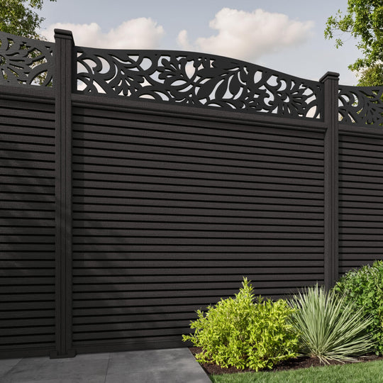 Hudson Heritage Curved Top Fence Panel - Dark Oak - with our composite posts