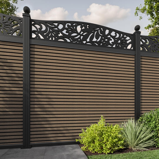 Hudson Heritage Curved Top Fence Panel - Teak - with our aluminium posts